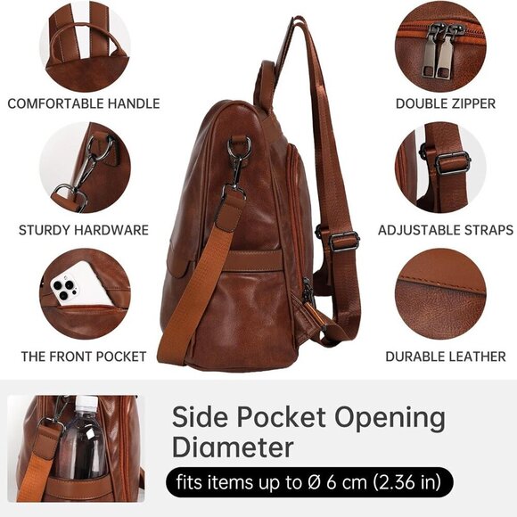 Women Backpack PU Leather Anti-theft Casual Shoulder Bag Travel Work main image 3